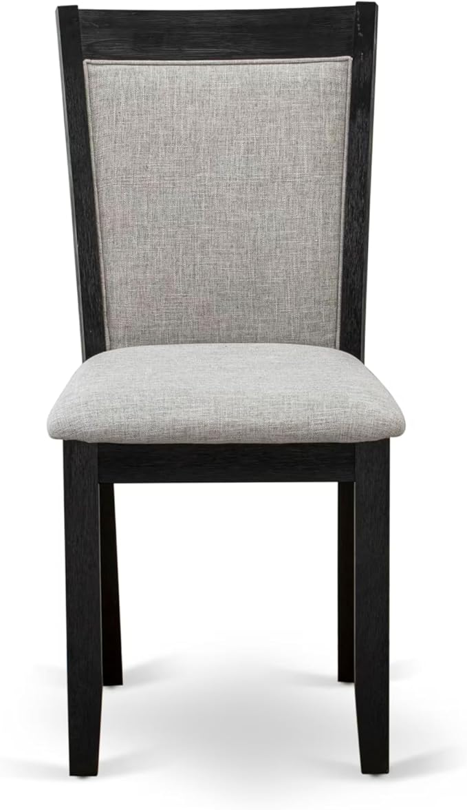 East West Furniture V697MZ606-7 7 Piece Dining Room Furniture Set Consist of a Rectangle Dining Table with V-Legs and 6 Shitake Linen Fabric Upholstered Chairs, 40x72 Inch, Multi-Color