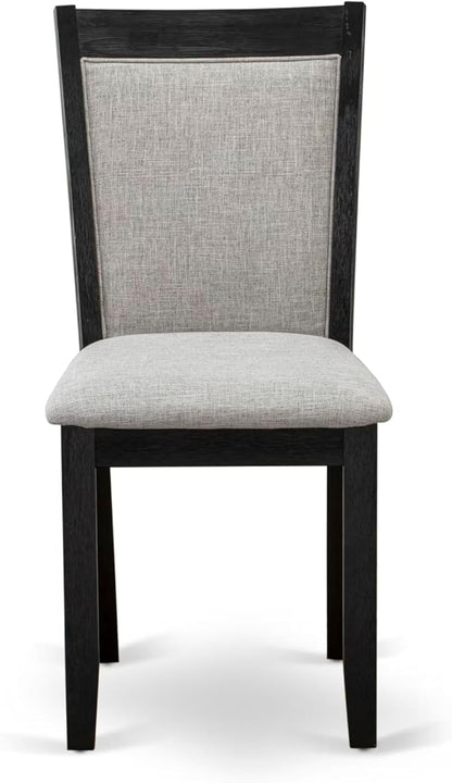 East West Furniture V677MZ606-5 5 Piece Kitchen Table & Chairs Set Includes a Rectangle Dining Room Table with V-Legs and 4 Shitake Linen Fabric Upholstered Chairs, 40x72 Inch, Multi-Color