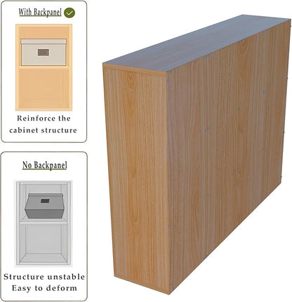 12-Cube Storage Shelf Bookcase - Wooden 3-Tier Floor Standing Open Bookshelf for Home and Office, Display Cabinet, Oak