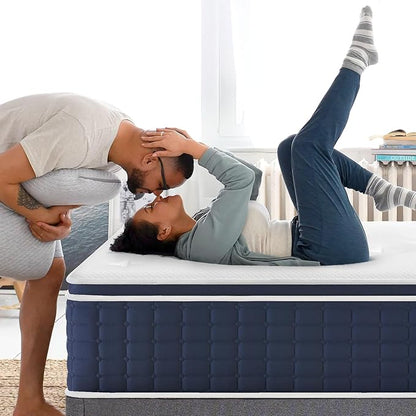 Coolvie Twin XL Mattress 14 Inch, Gel Memory Foam Bed in a Box, Adaptive Support Breathable Hybrid Mattresses with CertiPUR-US Certified, Double Coesoling Individually Coil & Medium Plush Support