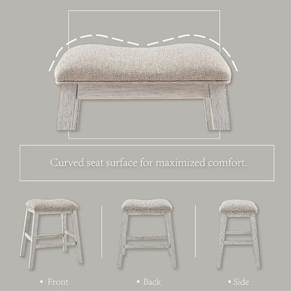Signature Design by Ashley Skempton Modern 24" Counter Height Upholstered Barstool, 2 Count, Whitewash
