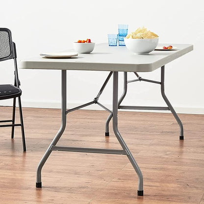 Office Star Resin Multipurpose Rectangle Folding Table for Indoor or Outdoor Use, 6 Feet Light Gray