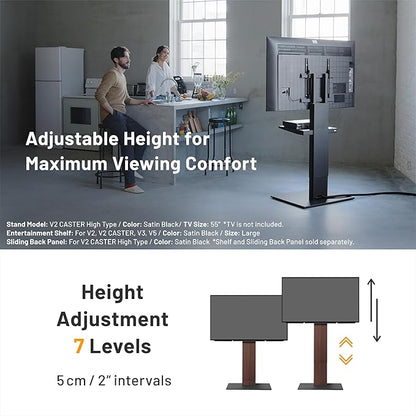 WALL V2 Caster High Type | Minimalist Rolling TV Stand for 32–60 Inch | Walnut | Portable, Space Saving, Height Adjustable, No Drill | for Living Room and Bedroom | Japanese Design & Engineering