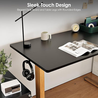 Monomi Electric Standing Desk, 55x24 Inches Height Adjustable Sit Stand up Desk, Large Ergonomic Home Office Desk with Memory Preset Controller,Black