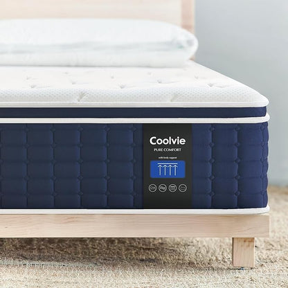 Coolvie 14 Inch Calking Gel Memory Foam Mattress Hybrid, Double Cooling Calk Size in a Box Euro Top with CertiPUR-US Certified Foam for Hot Sleeper, Low Motion Transfer Supports for Any Sleep Position