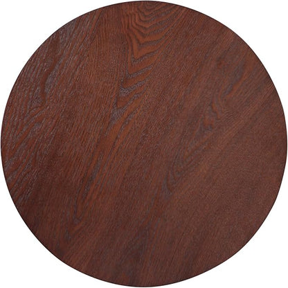 Walnut Pedestal Side Table 16.93'' Dia, Mid Century Modern Farmhouse Accent End Table, Fluted Base Design, Fully Assembled, for The Living Room and Bedroom, 22.44" Tall