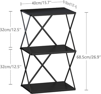 3-Tier End Table Small Side Table Tall Bedside Night Stand with Storage Sofa Side desks for Living Room Bedroom Office Bathroom Small Space Black ET-03BK