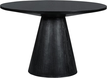 Wooden Kitchen Round Dining Table for 4-6, Round Kitchen Table with Circular Tabletop with Wood Pedestal Base, Rustic Farmhouse Furniture