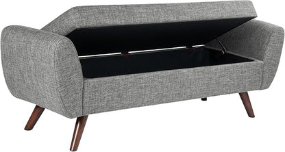 HomePop Modern Storage Bench with Wood Legs Home Décor|Bench with Storage for Living Room & Bedroom - Gray Woven