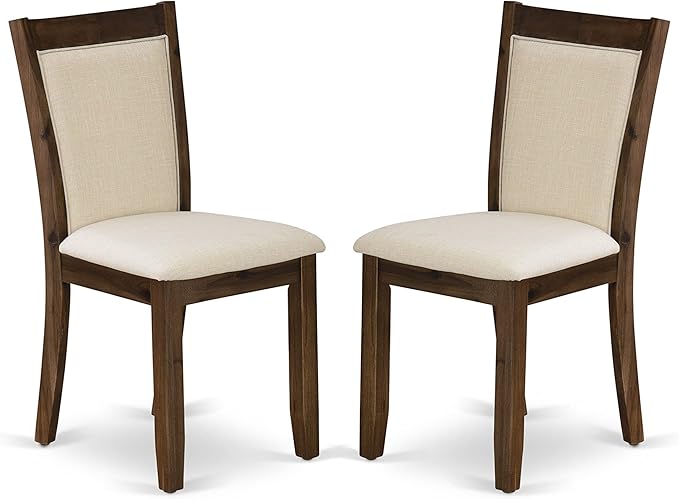 East West Furniture X797MZN32-9 9 Piece Dining Table Set Includes a Rectangle Dining Room Table with X-Legs and 8 Light Beige Linen Fabric Parsons Chairs, 40x72 Inch, Multi-Color
