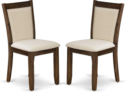 East West Furniture X797MZN32-6 6 Piece Dining Set Contains a Rectangle Dining Room Table with X-Legs and 4 Light Beige Linen Fabric Upholstered Chairs with a Bench, 40x72 Inch, Multi-Color