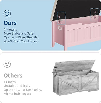 GAOMON Storage Bench with Cushion, 39.4” Wooden Chest Storage Box with 2 Safety Hinges, Entryway Benches with Flip-Top, Large Trunk for Living Room, Bedroom, Easy Assembly