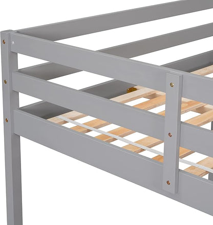 HomSof Full Loft Bed with Guard Rail & Ladder,No Box Spring Needed,Easy Assembly,Grey