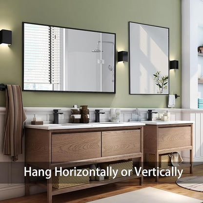 Wall Mirror 32x48, Rectangle Bathroom Mirror 32 x 48 inch, Black Metal Wall Mirror, Large Vanity Mirror 32 by 48 Modern Wall Mounted Mirrors for Hallway, Living Room, Bedroom