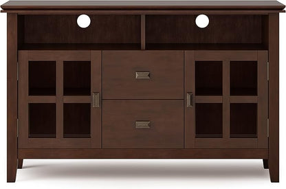 SIMPLIHOME Artisan SOLID WOOD 48 Inch Wide Contemporary TV Media Stand in Russet Brown for TVs up to 55 Inches, For the Living Room and Entertainment Center