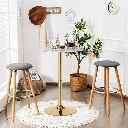 24'' Gold Bar Table Round Cocktail Table 39.1" Height Kitchen Dining Tables Modern Pub Tables with MDF Top, Gold Leg Base for Bar, Bistro, Caffee Top Table Tall