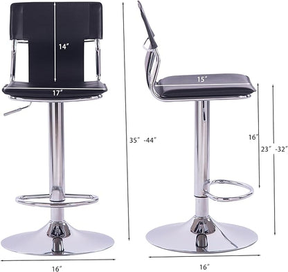 Sidanli Swivel Barstools Set of 2, Adjustable Barstools Set of 2，Faux Leather Bar Chairs for Kitchen Island, Hydraulic Counter Height Bar Stools with Backrest, Black