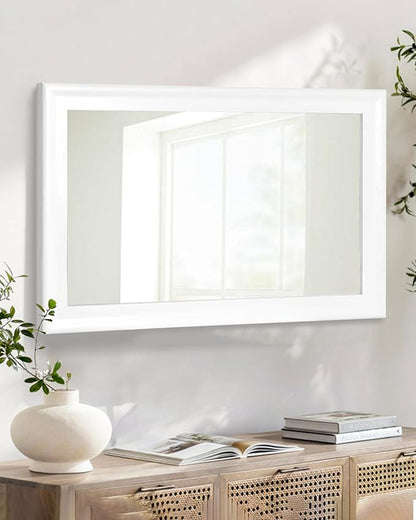 CULER White Wood Wall Mirror for Bathroom,Rectangle 20 x 30 inch Hanging Vatiny Mirrors with Wooden Frame for Living Room,Bedroom,Entryway