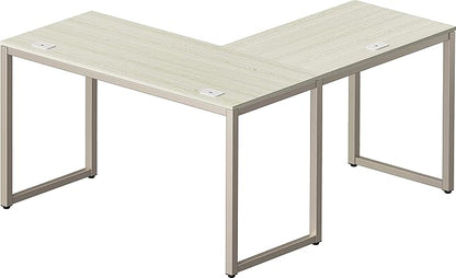SHW 55 x 60 Inches Commercial-Grade L-Shape Corner Office Computer Desk, Maple