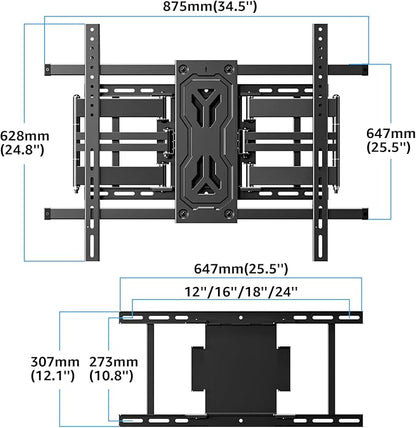 MOUNTUP Heavy Duty Full Motion TV Wall Mount for 50-110 inch Large TVs, Holds 250 lbs, 1.65" Slim TV Bracket with Extension, Swivel & Tilt, Preassembled, Max VESA 800x600mm, Fits 12-24" Studs, MU0096