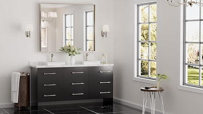 Keonjinn 48 x 40 in Brushed Nickel Bathroom Mirror, Rectangular Wall Metal Framed Vanity Mirror Square Corner Aluminum Alloy Modern Rectangle Wall-Mounted Mirror(Horizontal/Vertical)