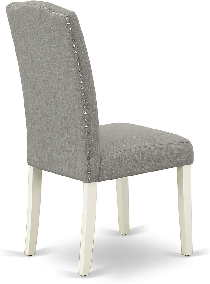 East West Furniture CAEN7-LWH-06 7 Piece Dining Room Furniture Set Consist of a Rectangle Dining Table and 6 Dark Shitake Linen Fabric Parsons Chairs, 36x60 Inch, Linen White