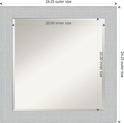 Amanti Art White Bathroom Mirror for Over Sink, 24x24 Shiplap White Square Vanity Mirror, Medium Coastal Wood Frame, Hangs Horizonally and Vertically, Bathroom Wall Decor, Beveled Edge from WI, USA