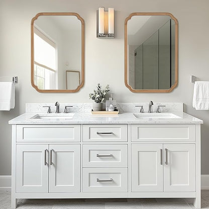 WallBeyond 24" x 36" Rounded Corner Arch Wall Mirror with Wood Frame for Entryway, Living Room or Bedroom Home Decor - Light Woodgrain [24" x 36" Honey-Colored]