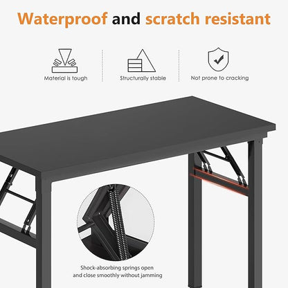 DlandHome 31.5 inches Small Computer Desk for Home Office Folding Table Writing Table for Small Spaces Study Table Laptop Desk No Assembly Required Black DND-AC5CB-8040