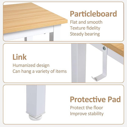 Finnhomy 47" Industrial Bar Table Set with 2 Stools - Counter Height Dining & Pub Table for Small Spaces, Kitchen, Apartment, Breakfast - Metal & Wood, Space-Saving Furniture - Oak Beige and White