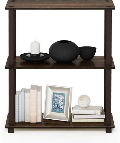 Furinno Turn-S-Tube 3-Tier Compact Multipurpose Shelf with Square Tube, Walnut/Brown (18025WN/BR)