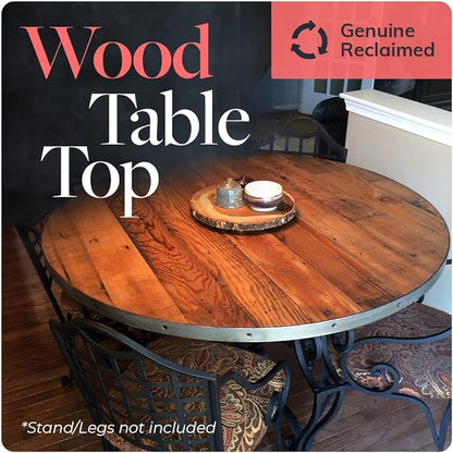 Reclaimed Wood Table Top - Rustic Recycled Wooden Piece Perfect for Signs, Kitchens, Dining and Coffee Table Tops (Reclaimed Wood Table Top with Metal Edge, 24" x 24")