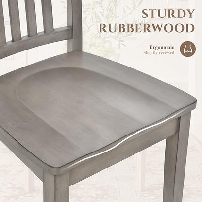 COLAMY Wooden Dining Chairs Set of 6, Spindle High Back Windsor Kitchen Side Chair, Farmhouse Dining Chairs for Kitchen and Dining Room, Light Grey