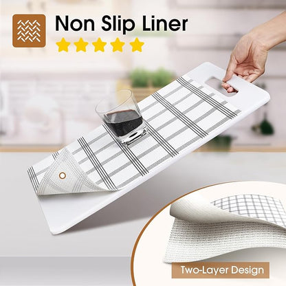 Beautysaid Shelf and Drawer Liner for Kitchen Cabinet, Non Adhesive Non Slip Shelf Paper Waterproof Washable Thickened for Dresser Pantry Shelve Bathroom Protector Liner(Plaid,18 in x 30 FT)