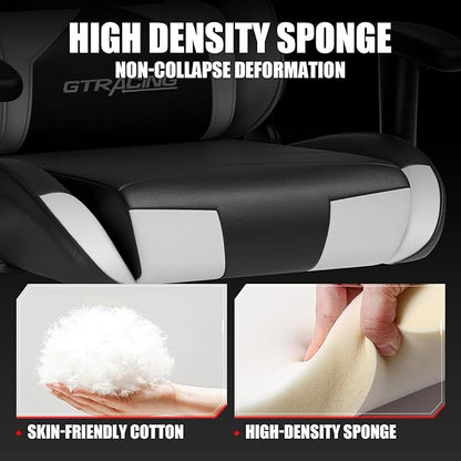 GTRACING Gaming Chair Racing Office Computer Ergonomic Video Game Chair Backrest and Seat Height Adjustable Swivel Recliner with Headrest and Lumbar Pillow Esports Chair (White)