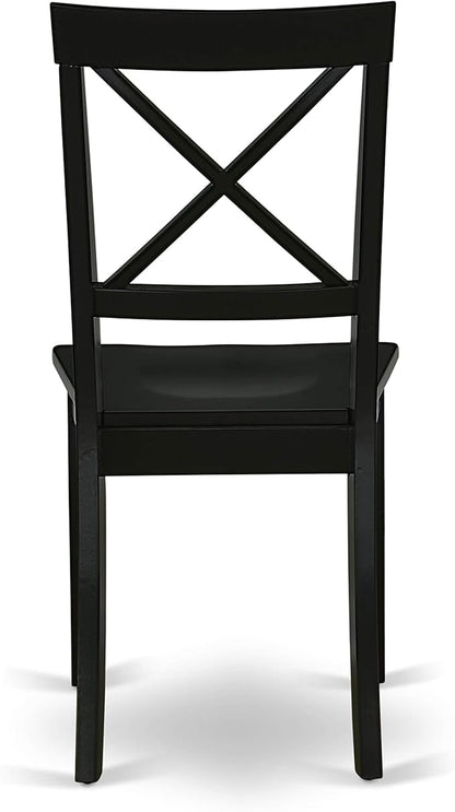 East West Furniture LGBO5-BLK-W 5 Piece Kitchen Table & Chairs Set Includes a Rectangle Dining Room Table with Butterfly Leaf and 4 Dining Chairs, 42x84 Inch, Black