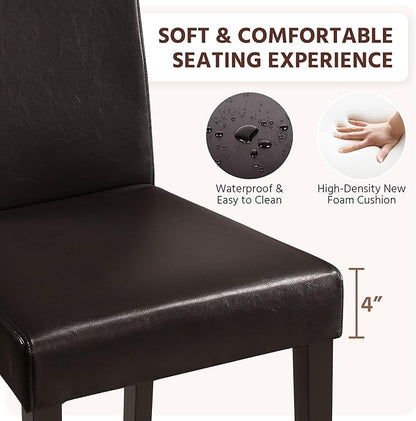Yaheetech Dining Chairs Set of 6 Faux Leather Modern Dining Room Chairs with Rubberwood Legs and Padded Seat for Kitchen/Living Room/Restaurant, Dark Brown