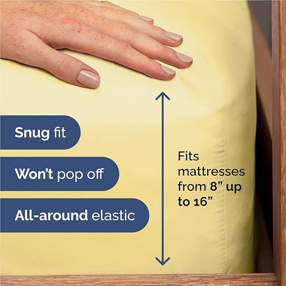 Full Size 4 Piece Sheet Set - Comfy Breathable & Cooling Bed Sheets Set - Hotel Luxury Bedding for Women, Men, Kids, Teens, Boys & Girls - Deep Pockets, Ultra-Soft, Wrinkle Free - Oeko-Tex - Yellow