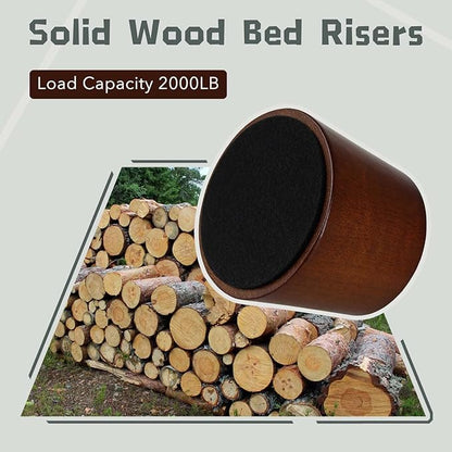 Wooden Furniture Bed Risers - 3 Inch Circle Heavy Duty Furniture Height Extenders Lifts for Sofa Couch Desk Chair Table Base Raising Space, Convenient Store and Cleaning, Pack of 4