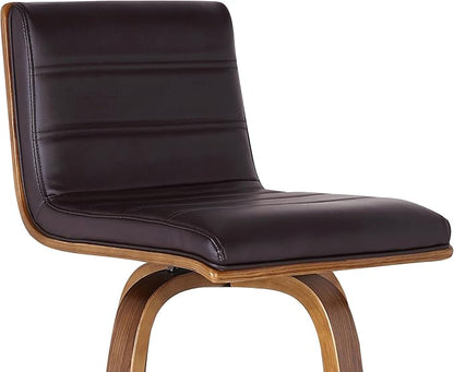 Vienna 30" Swivel Bar Stool in Walnut Wood Finish with Brown Faux Leather - Set of 2