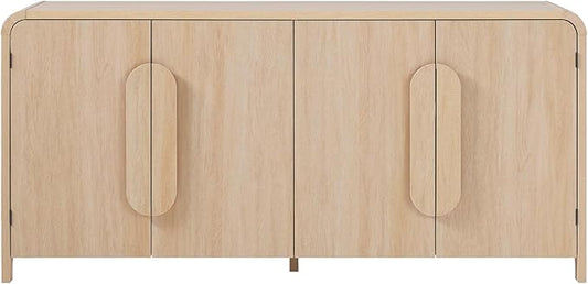 Walker Edison Chantelle Sideboard Buffet with Storage, 64", Coastal Oak