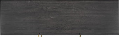 SAFAVIEH Aino TV Stand for up to 60" Flatscreen – Distressed Black with Rattan Mesh, 3 Doors with Interior Storage, Sideboard Cabinet, Entertainment Media Console (MED9618E)