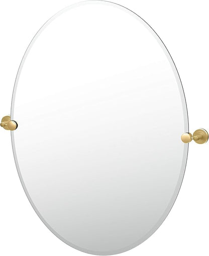 Gatco 4239LG Latitude II Oval Mirror Brushed Brass, 32 H x 28.5 W