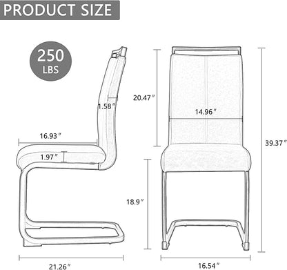 Modern Dining Chairs Set of 8, High Back Kitchen Chairs,Faux Leather Side Chair with Metal Legs, Easy to Clean Upholstered Dining Chairs, Ideal for Living Room(Silver Leg)
