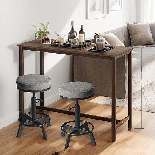 Vintage Bar Stools | Kitchen Island Counter Stool | Swivel Pu Seat | Extra Sitting | Standard Counter Height Adjustable 17-24inch (Set of 2)