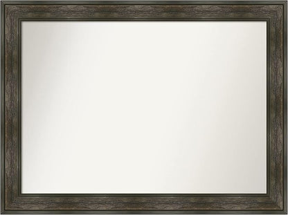 Amanti Art Brown Bathroom Mirror for Over Sink, 33x44 Rail Rustic Char Rectangle Vanity Mirror, X-Large Country Rustic Frame, Hangs Horizonally and Vertically, Bathroom Wall Decor, Non-Beveled Edge
