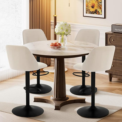 COLAMY Bar Stools Set of 1, Modern Swivel Bar Chairs, Adjustable Upholstered Barstools Counter Height with Full Backrest for Bar, Dining Room, Kitchen Island, Beige