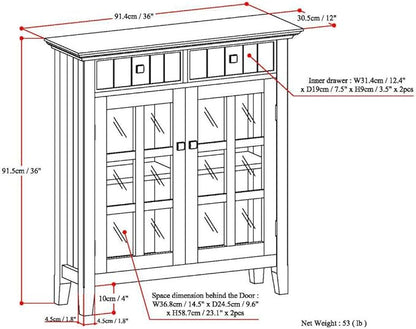 SIMPLIHOME Connaught 40-inch Wide Solid Wood Storage Cabinet in Farmhouse Grey for Entryway, Living Room, Organizer for Hats, Gloves, Shoes, Keys, Slim Design, Traditional Style