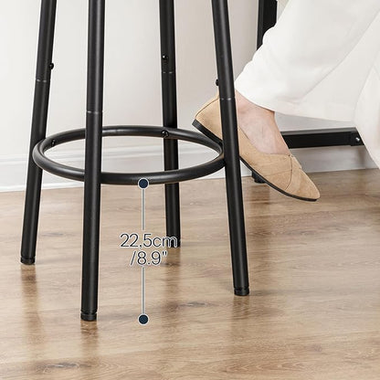 HOOBRO Bar Stools Set of 4, Counter Height Stools, Kitchen Round Height Stools, Bartools with Metal Frame and Smooth Top, for Kitchen, Bar, Cafe, Dining Room, Rustic Brown and Black BF03BYP401N1