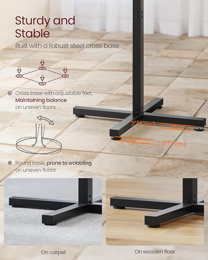 VASAGLE Round Cocktail Table, High Top Bar Pub Table with Metal Frame and Cross Base, for 2-3 People, Modern, Easy to Assemble, 23.6 x 23.6 Inches, Ebony Black ULBT361B01V1